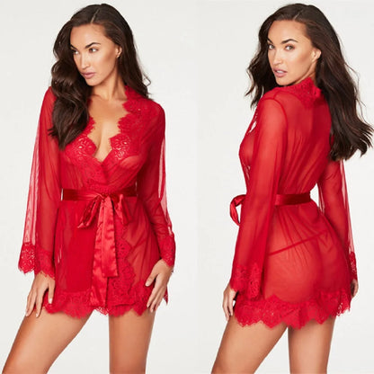 Sleepwear Women Lace Babydoll Erotic Sexy Lingerie Pajamas Nightgowns Night Transparent Dress Black Sexy Lingerie Homewear