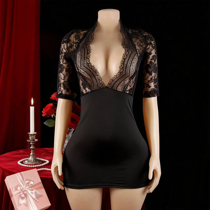 Sexy Lingerie Women Sleepwear Pajamas Lace Nightdress Erotic Costume Exotic Female Transparent Underwear Nightgown With G-string