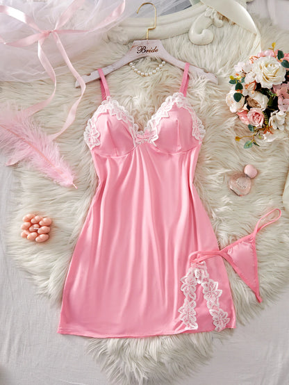 Women's Underwear Sexy Lingerie Set Erotic Nightdress Sexy Lace Sleepwear Solid Slim Soft Dresses Erotic Sleepwear & Thongs