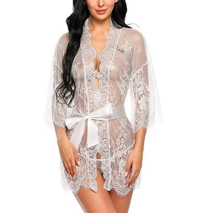 Sexy Women SleepWear Backless Night Gowns with Thong Sets V-neck Lace Sexy Exotic Babydolls Nightdress Sex Female Pajamas
